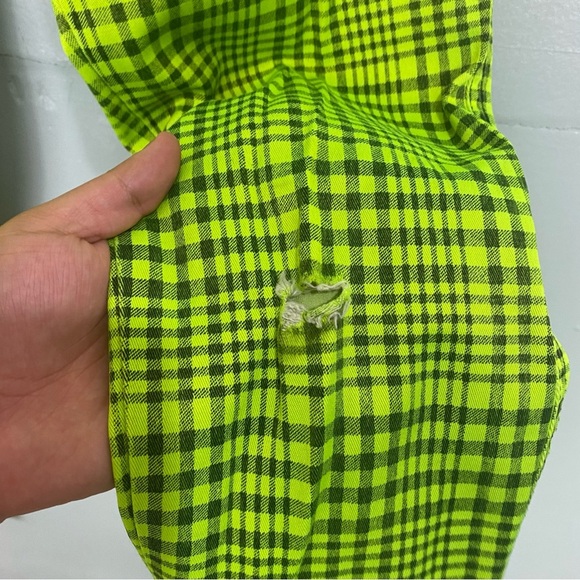 Tripp NYC Plaid Neon Green Black Plaid Skinny Pants Sz 5 Grunge Emo‎ Alt - Picture 5 of 7